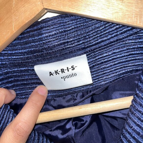 Akris Punto Blue 3/4 Sleeve Blazer Women size 12 - Picture 3 of 10